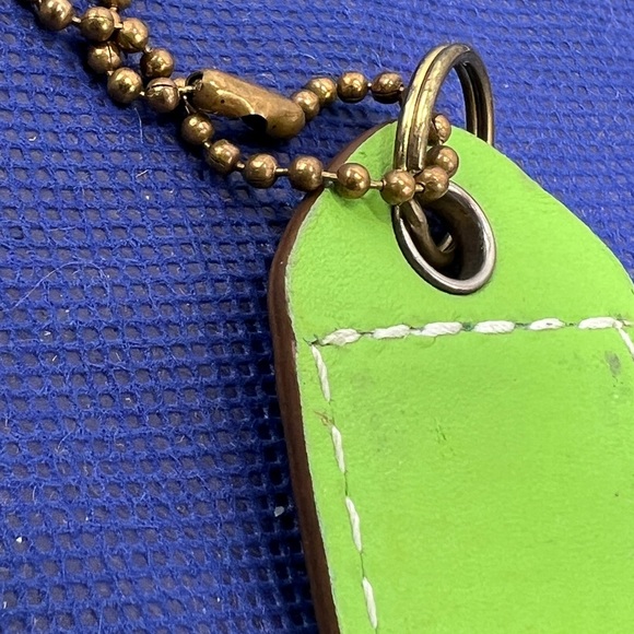 COACH Lime Green Leather KEY FOB Bag Charm Keychain Hang Tag 2.5” - Picture 4 of 9